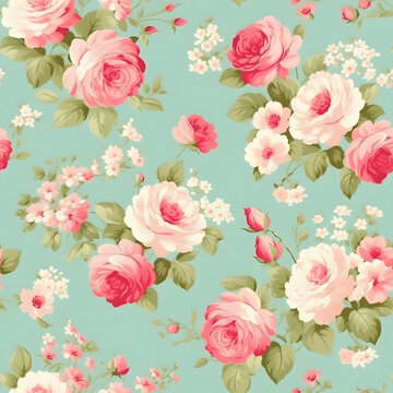seamless flower and roses pattern for background or texture © katobonsai