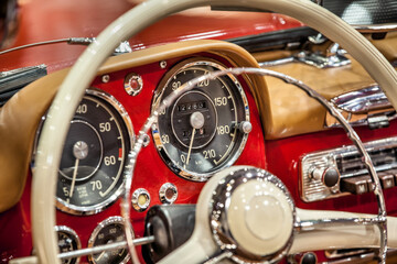 Vintage Classic Car Steering Wheel and Steering Wheel 