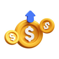 Money profit 3d render icon illustration