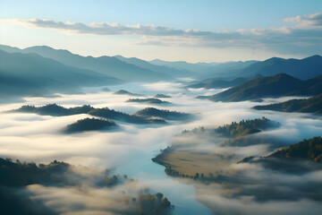 Fototapeta premium A close-up cinematic shot maintains the background of rolling hills. High quality