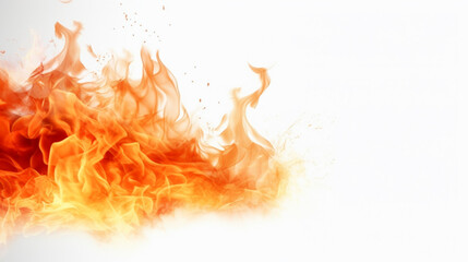 burning fire of flame and spark on white background.generative ai