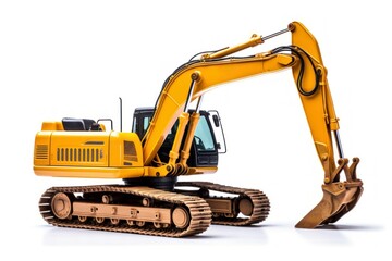 Construction excavator equipment isolated. Work industry dig tractor heavy. Generate Ai