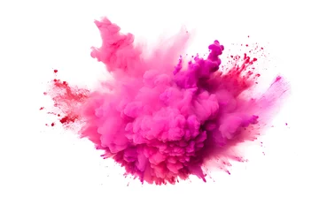 Fotobehang Pink powder explosion isolated on white background © Oksana