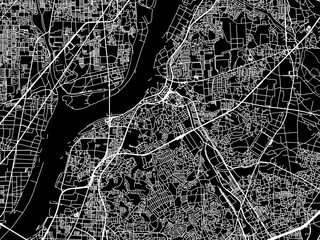 Vector road map of the city of  Hirakata in Japan with white roads on a black background.