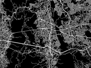 Obraz premium Vector road map of the city of Ikoma in Japan with white roads on a black background.