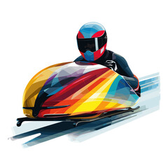 Black silhouette of winter bobsleigh athletes at the start and during the descent