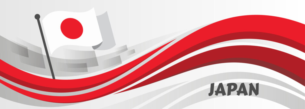 The flag of Japan hangs from a flagpole and flutters in the wind