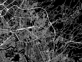 Obraz premium Vector road map of the city of Mishima in Japan with white roads on a black background.