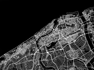 Obraz premium Vector road map of the city of Niigata in Japan with white roads on a black background.