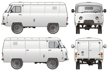 delivery / cargo van 4x4 isolated on transparency background, PNG format