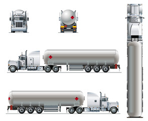 Vector realistic tanker truck template isolated on transparency background, PNG format