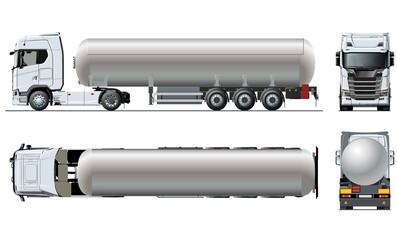 Vector realistic tanker truck template isolated on transparency background, PNG format - 663883198