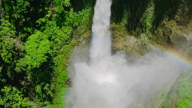 Slow motion view of water splash over Hikong Bente Falls in Lake Sebu. Mindanao, Philippines.