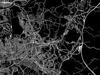 Vector road map of the city of  Seto in Japan with white roads on a black background.