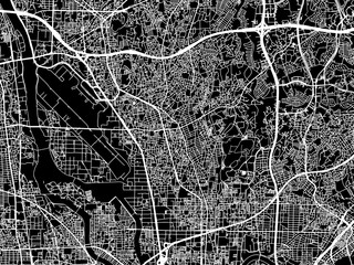 Vector road map of the city of  Toyonaka in Japan with white roads on a black background.