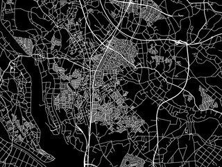 Vector road map of the city of  Ushiku in Japan with white roads on a black background.