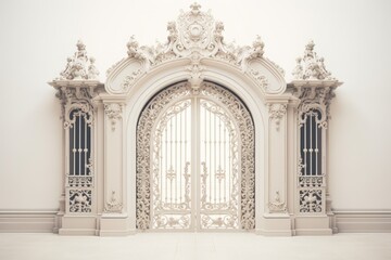 A picture of a large white door adorned with intricate ornate designs. This image can be used to depict elegance, grandeur, or as a symbol of access and opportunity.