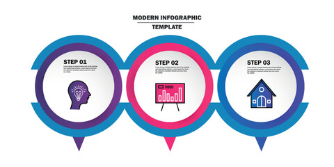 Modern 3D infographic template with 3 steps
