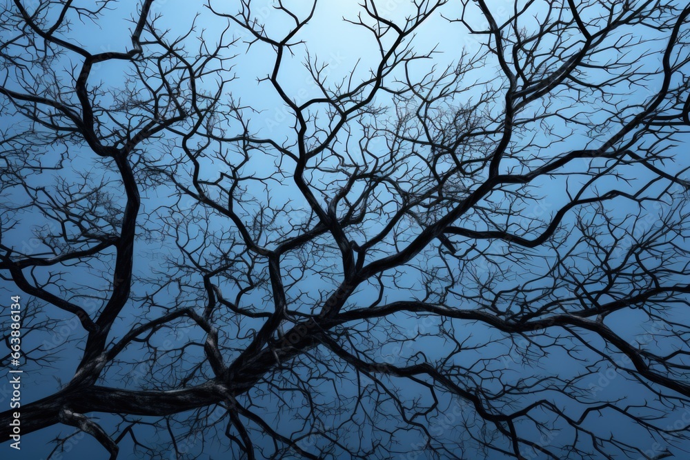 Aufkleber a picture of a bare tree standing tall against a clear blue sky. this image can be used to depict th