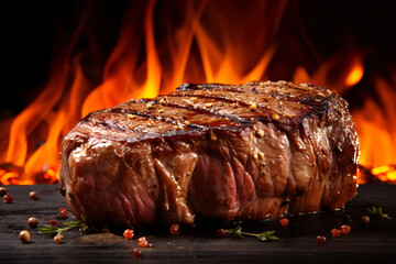 delicious filet steak cooking process and shows the steak at its most flavorful moment - obrazy, fototapety, plakaty