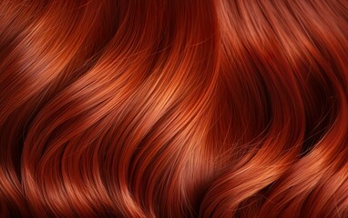 Closeup of beautiful, healthy red hair. Shiny toned hair highlights. Hairstyle, styling, fashion, haircare, wellness, treatment concept
