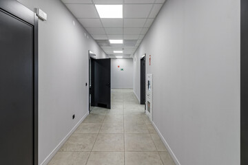 Corridor in an office building without finishing