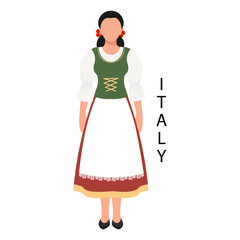 Woman in Italian folk retro costume. Culture and traditions of Italy. Illustration, vector