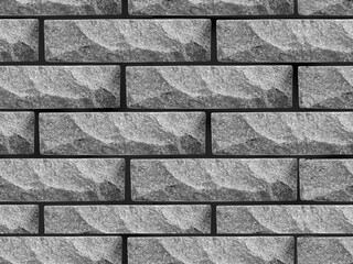 Brick wall texture. House wall pattern black and white photo, close view