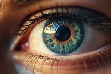 A detailed close-up shot of a person's blue eye. Perfect for use in medical or beauty-related projects.