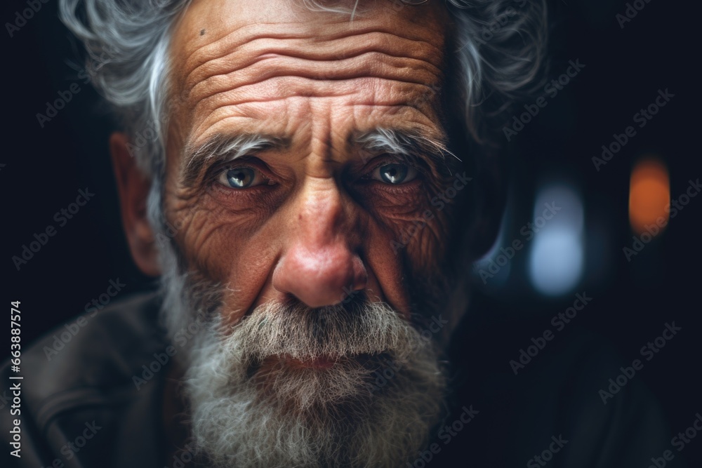 Aufkleber a detailed close-up shot of a person with a beard. this image can be used to represent masculinity, 