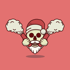 Santa Skull With Flare Illustration Vector