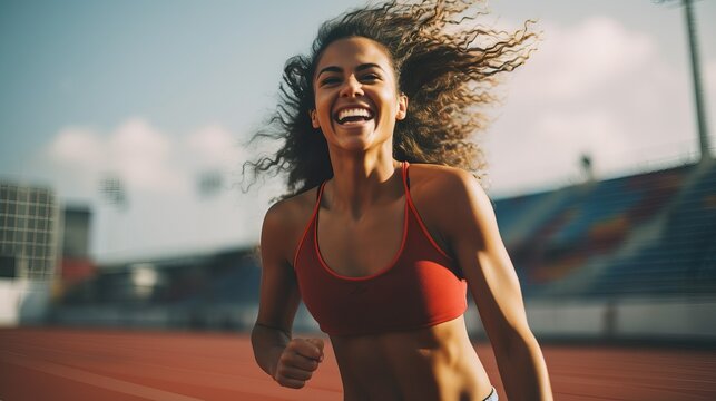 Smiling Young European Athlete on Track