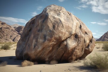 Fototapeta na wymiar 3D rendering of a lifelike rock. Generative AI