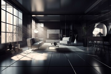 Immersive virtual reality experience of an interior space. Generative AI