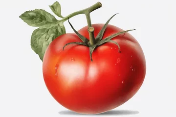 Fotobehang Illustration of a tomato on a transparent background. Generative AI © Nieve