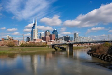 Fototapeta na wymiar Skyline of Nashville, Tennessee. Generative AI