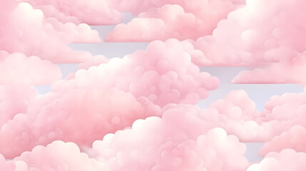 Fototapeta premium Watercolor pink clouds seamless pattern