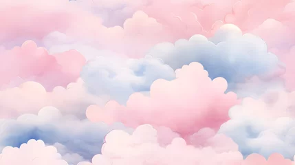 Foto auf Leinwand Watercolor pink clouds seamless pattern © Oksana