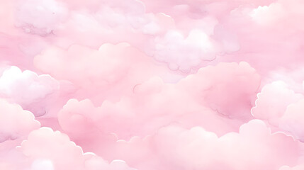 Watercolor pink clouds seamless pattern
