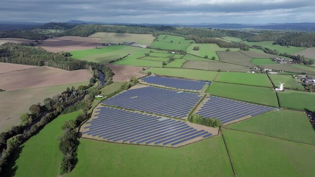 Solar farm near Usk, Monmouthshire, South Wales, United Kingdom