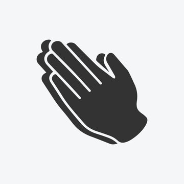 Pray icon vector. Hands folded in prayer line icon. Outline hands folded in prayer vector icon. Designed for web and app design interfaces.