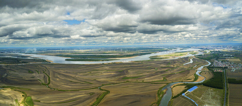 Aerial at ga when the period of songhua river scenery