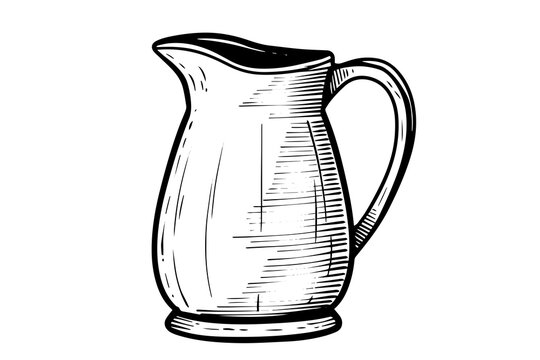 jug or pitcher hand drawn ink sketch. Engraved style vector illustration