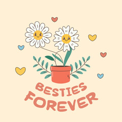 a card with two daisies, best friends! Friendship and friends.