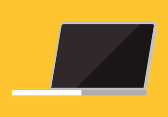 Open white laptop with black screen isolated. Modern notebook pc. Portable computer for work and study digital gadget. Technical equipment for workplace and freelancing with display and keyboard