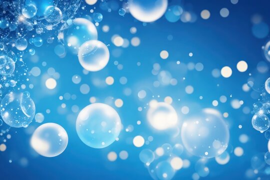 blue bubbles Abstract bokeh background. ai generative