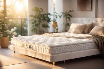 A white spring mattress with a flat surface. ai generative