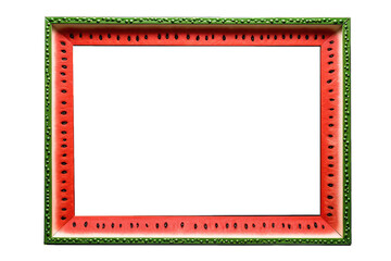 Frame made of watermelon. Fruits frame isolated on transparent background