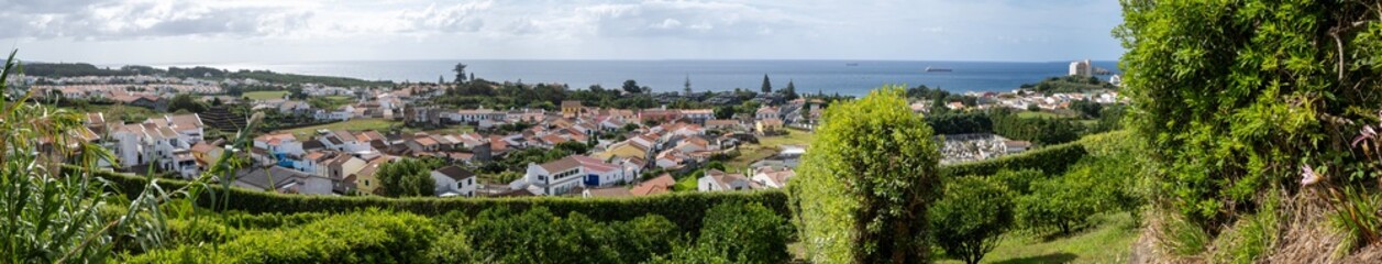 Fototapeta na wymiar Panoramic view of the eastern district of Punta Delgada in the Azores 
