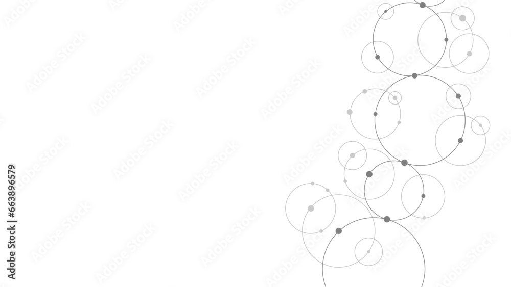 Poster Technology abstract background. Abstract geometric background. Connected circles. Network of circles.